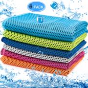 MENOLY 6 Pack Cooling Towel, Ice Towel Microfiber Towel Soft Breathable Chilly Towel for Sports, Gym, Yoga, Workout, Camping, Running, Fitness, Workout & More Activities