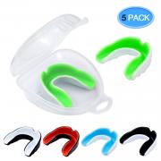 MENOLY Youth Mouth Guard, 5 Pack Sports Mouth Guard for Youth/Adults Double Colored  Gum Shield for Football Basketball Boxing MMA Hockey with Case